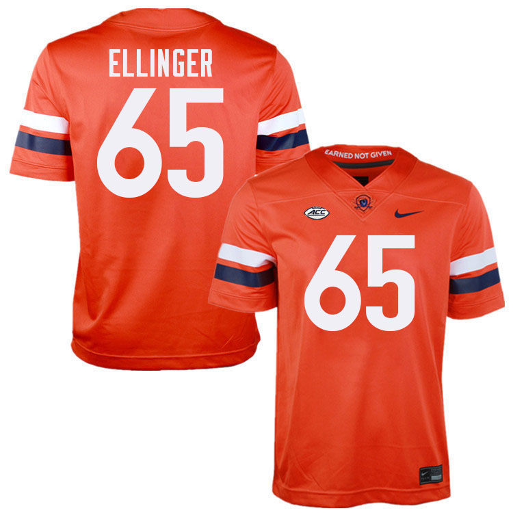 Virginia Cavaliers #65 Grant Ellinger College Football Jerseys Stitched-Orange